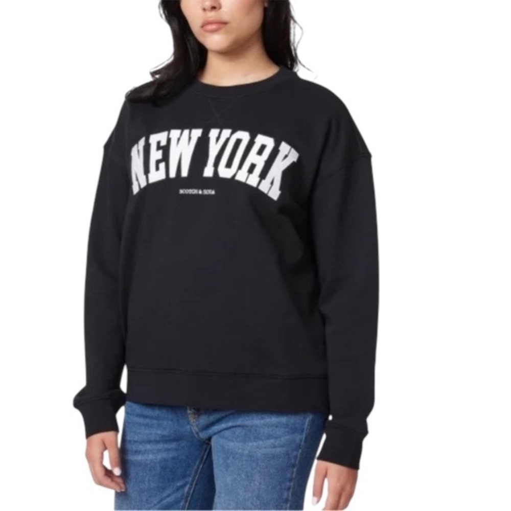 Scotch & Soda Black New York Sweatshirt Size M GUC Crewneck Comfortable